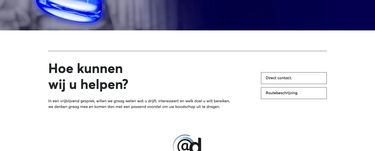 Scherm uit het project Adcommunicatie