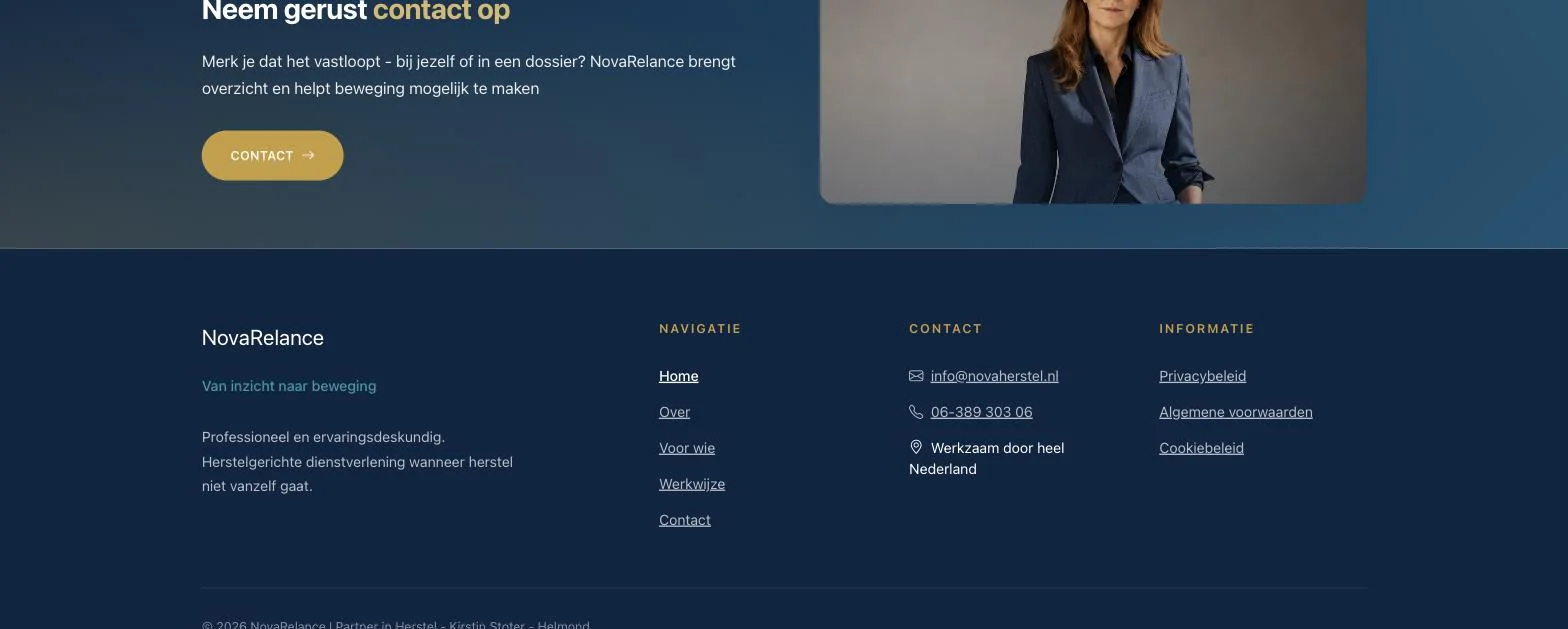 Scherm uit het project NovaRelance
